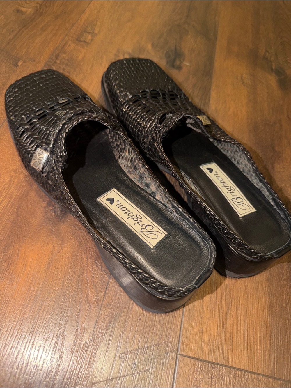 Brighton Women's BRENDA Woven Leather Mules Size 7.5M, Black B*J